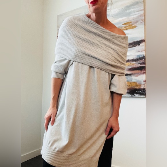 Free People Sweaters - FREE PEOPLE Ottoman Slouchy Tunic Sweater Gray Ice Large